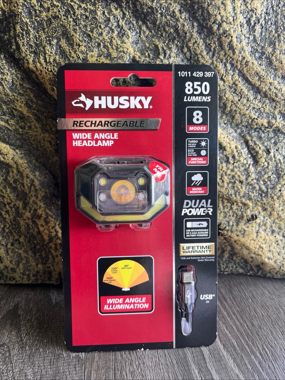 HUSKY Rechargeable Wide Angle Headlamp 850 Lumens